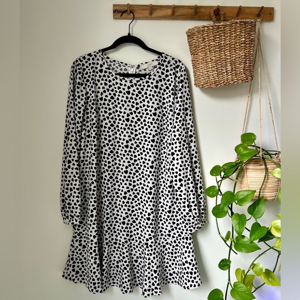 Heart print long sleeve dress